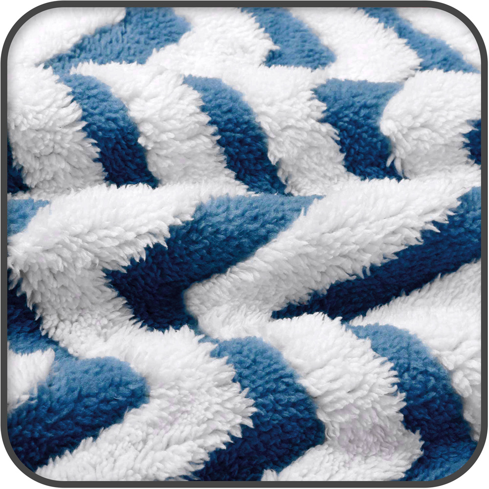 Velosso Navy Chevron Sherpa Throw 100 x 150cm Image 3