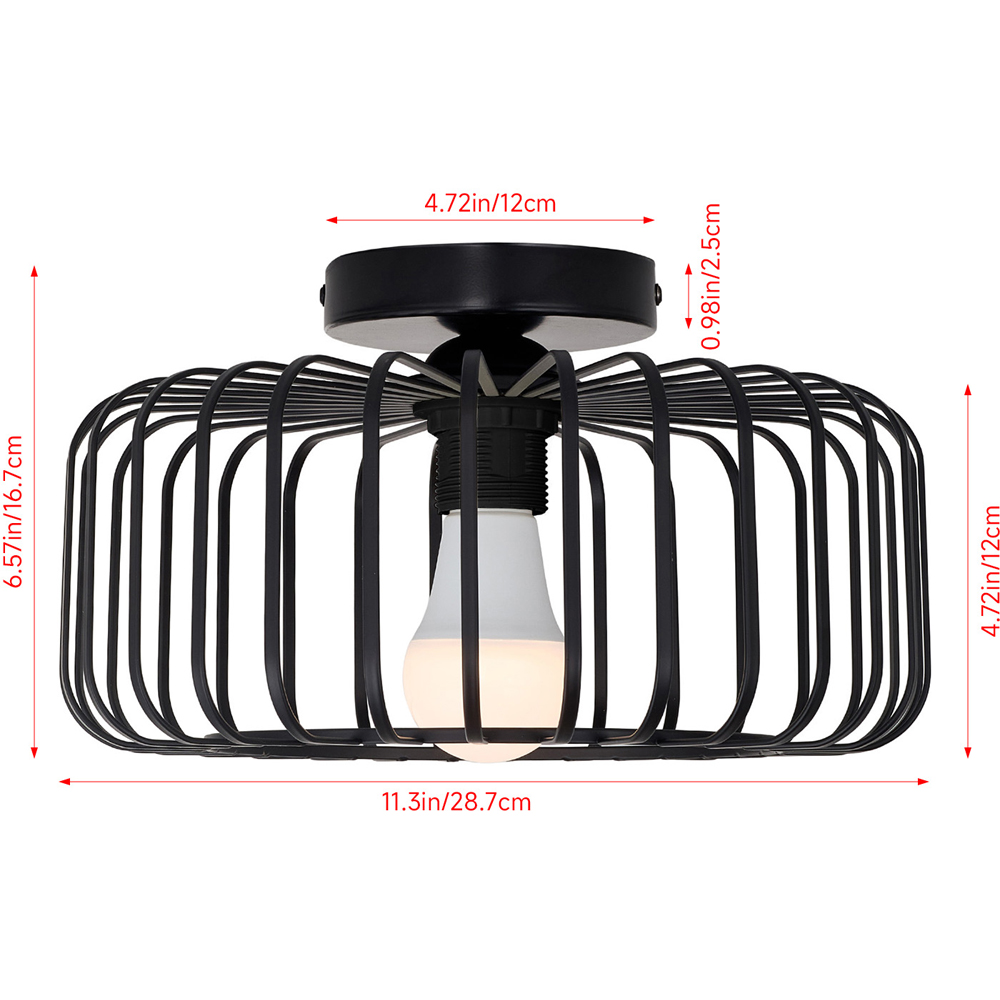 Living and Home Black Cage E27 Ceiling Light with Tri-Colour LED Bulb Image 8