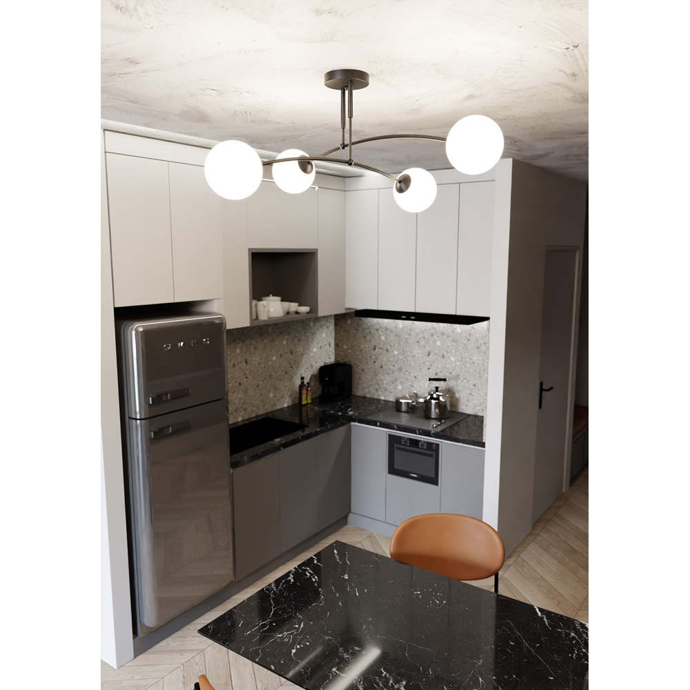 Emibig Pregos 4 Light White Shade Black E14 Ceiling Light Image 4