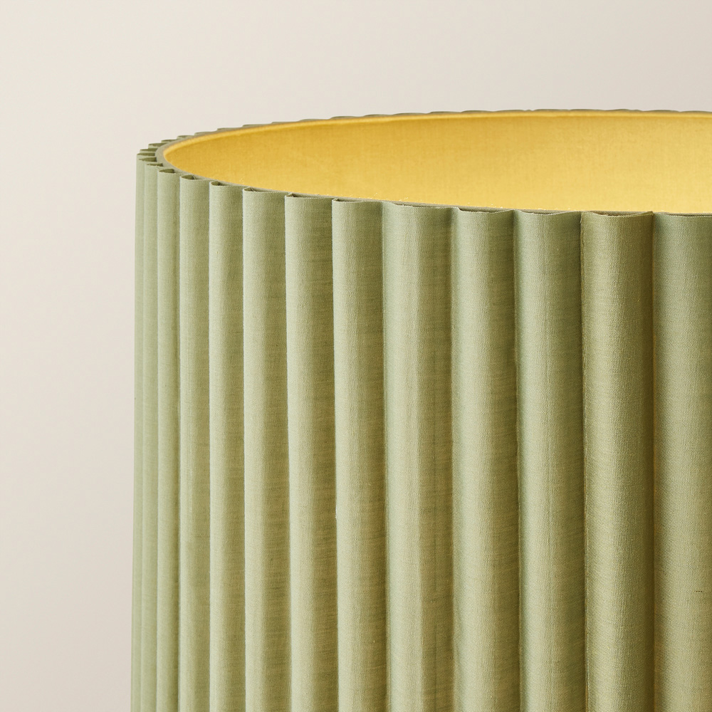 ValueLights Lenny Moss Green Drum Lamp Shade Ribbed Fabric Midi LED Floor Lamp Image 3