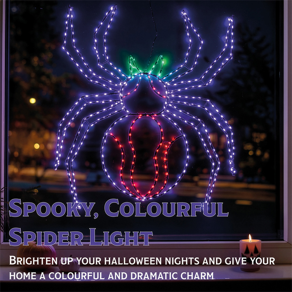 FXLab 399 Multicolour LED Metal Silhouette Spider 70 x 76cm Image 3