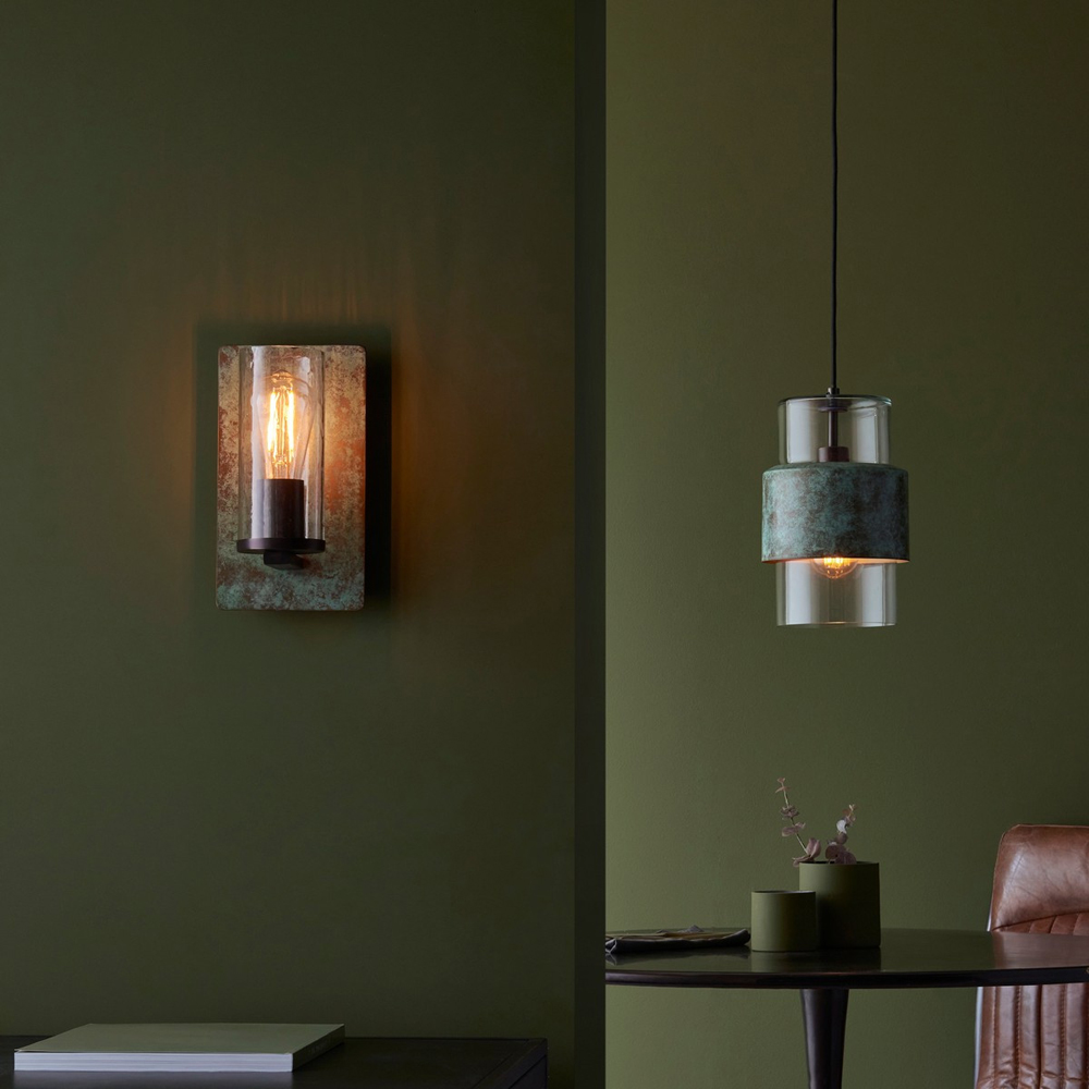 Merano Palermo Verdigris Bronze Plate Clear Glass Pendant Ceiling Light Image 8