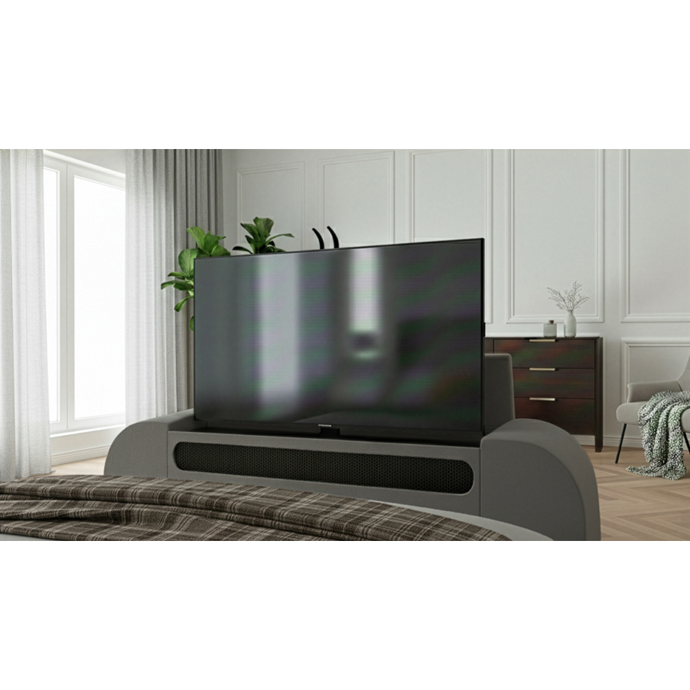Webb Daniels MediaMax Small Double Smoke Grey Fabric Ottoman Media TV Bed with 4.1 Soundbar Image 6