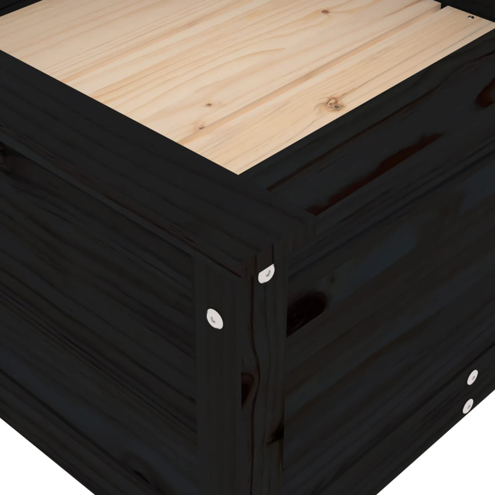 vidaXL Black Solid Pine Wood Raised Garden Planter 39 x 82.5 x 82.5cm Image 6