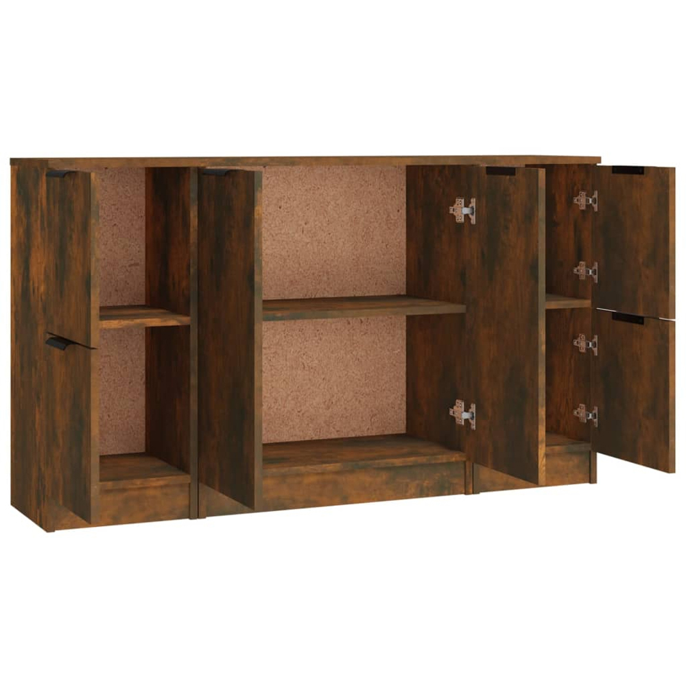 vidaXL 6 Door Smoked Oak Sideboard Set of 3 Image 6