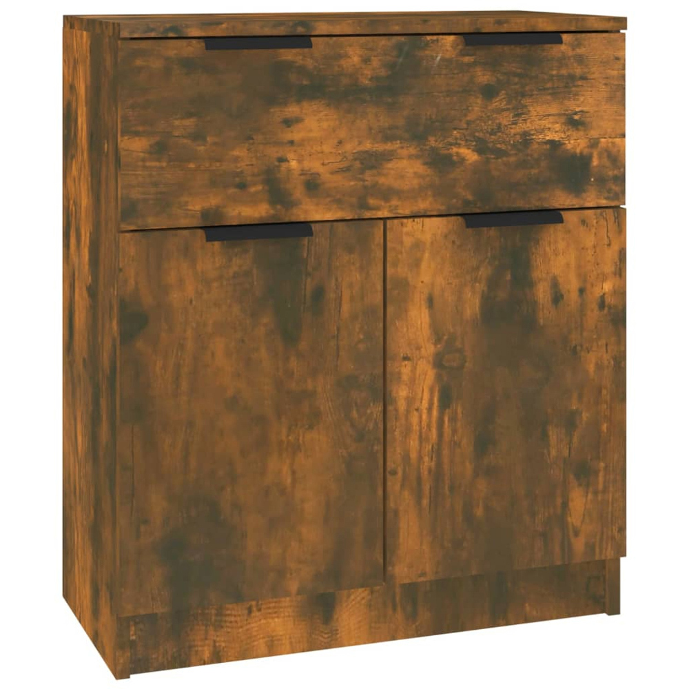vidaXL 4 Door Single Drawer Smoked Oak Sideboard 3 Piece Image 7