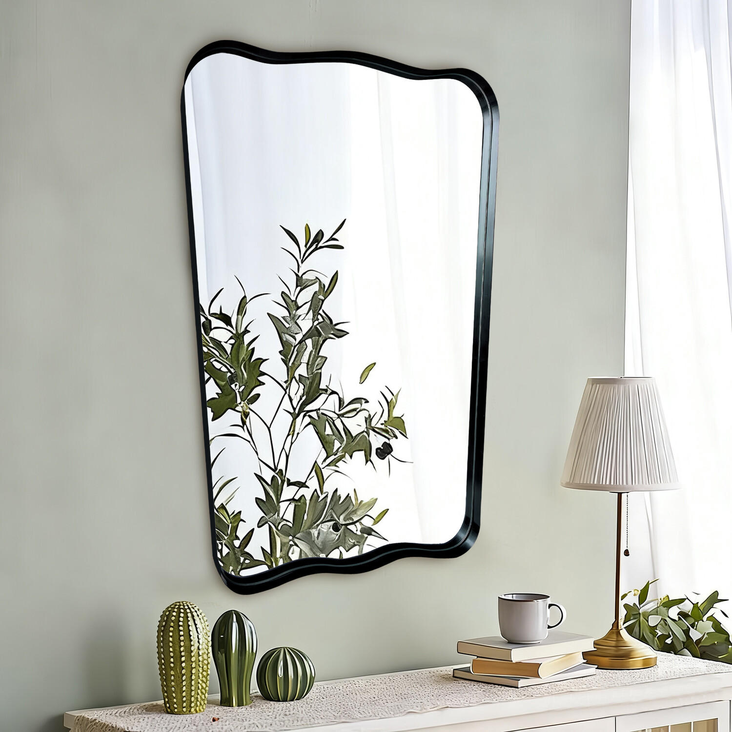Organic Deep Framed Mirror Black Image 8