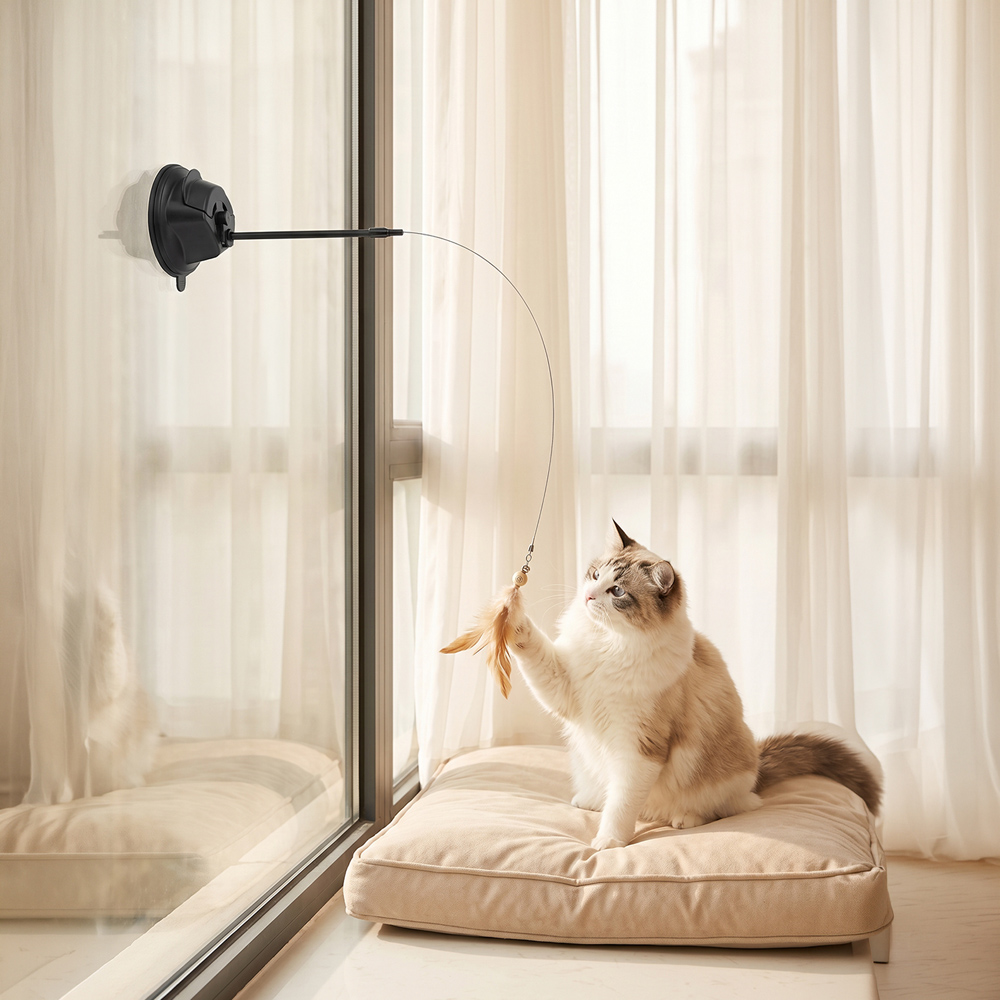 H&O Direct 7 Piece Suction Cup Cat Teaser Wand Toy Set Image 5
