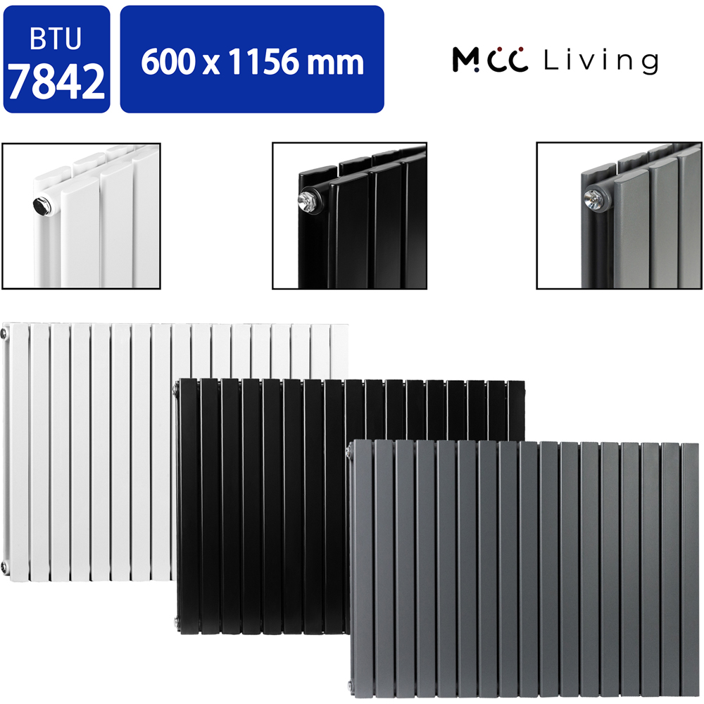 White 7842 BTU Double Flat Panel Vertical Column Radiator 600 x 1156mm Image 4