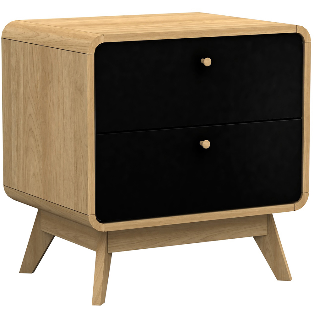 Loft24 Cassie 2 Drawer Oak and Black Nightstand Image 2