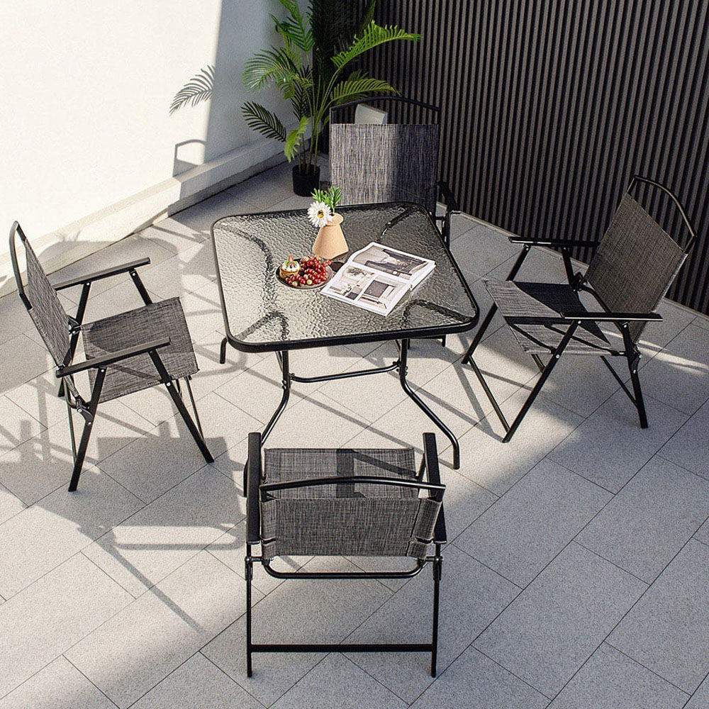 Costway Grey 4 Seater Dining Set Image 1