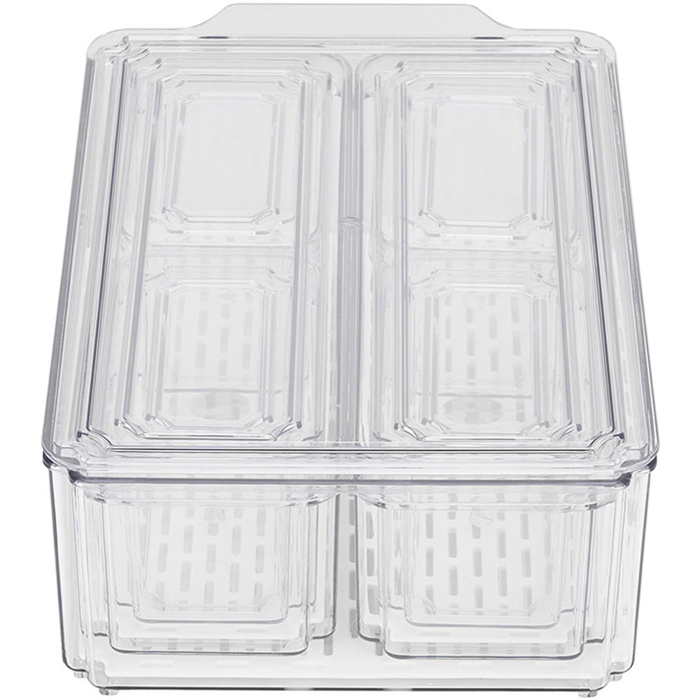 Living and Home Clear Stackable Fridge Organiser Storage Box Set with Draining Board 7 Pack Image 2