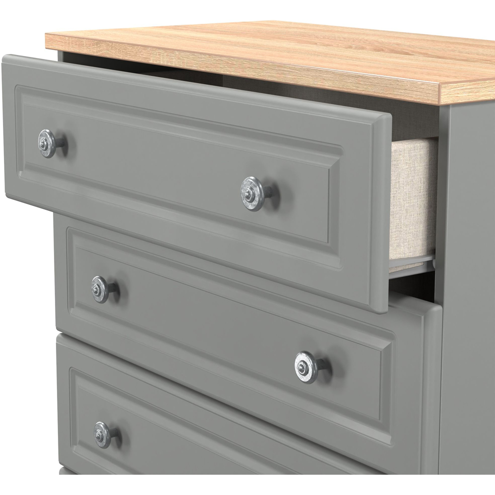 Crowndale Norfolk 4 Drawer Dusk Grey and Bardolino Oak Chest of Drawers Ready Assembled Image 6