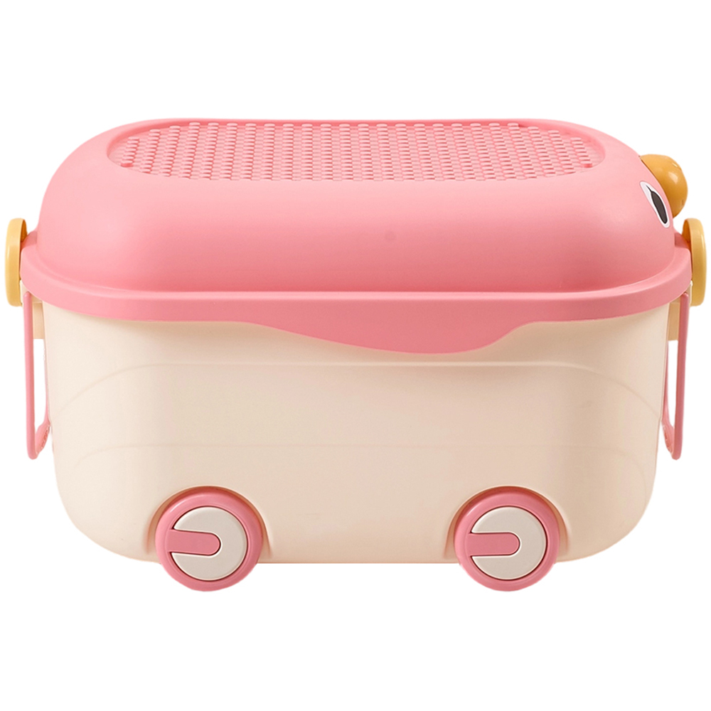 H&O Direct Pink Plastic Toy Storage Box with Lid and Wheels Image 4
