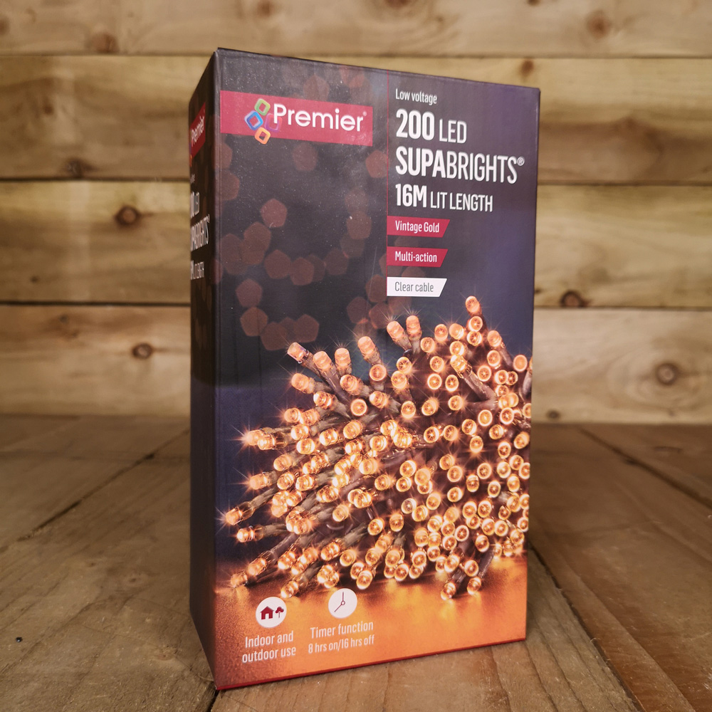 Premier SupaBrights 200 Vintage Gold LED Christmas String Light 16m Image 9