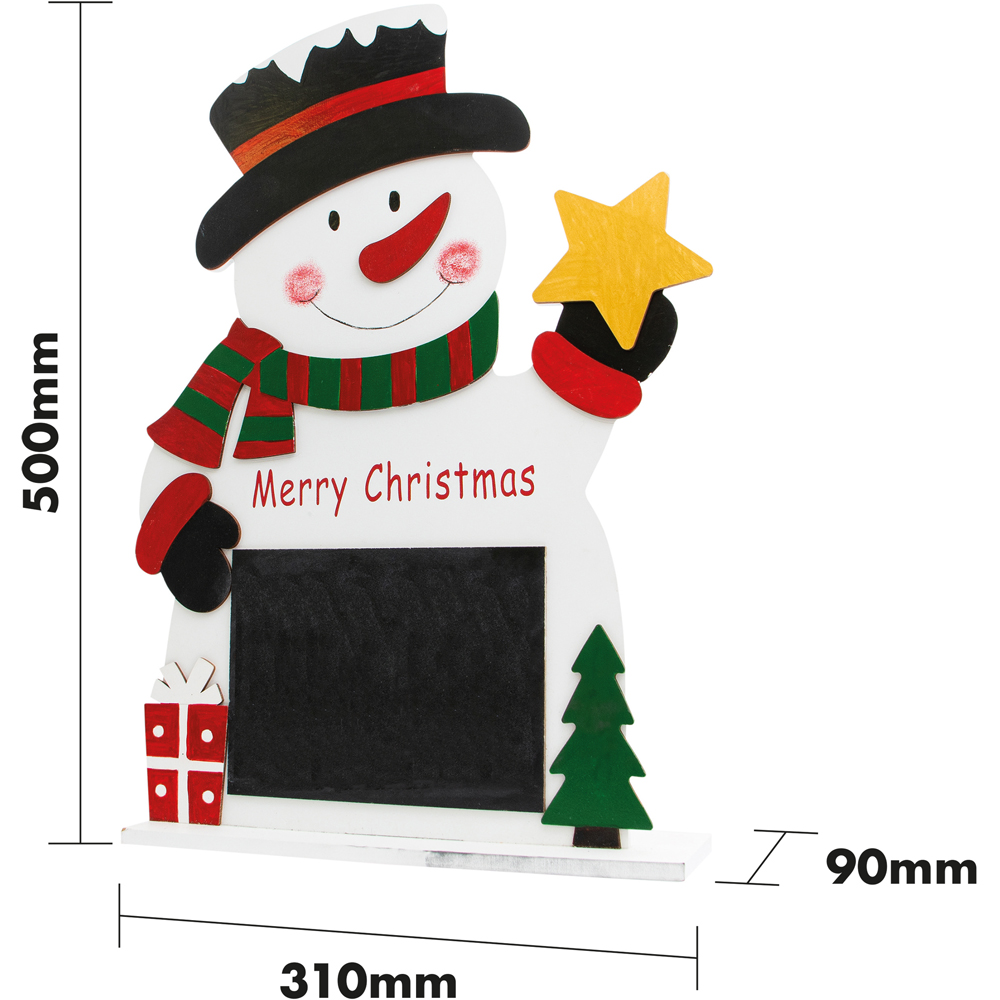 St Helens Wooden White Snowman on Stand with Chalkboard Image 8