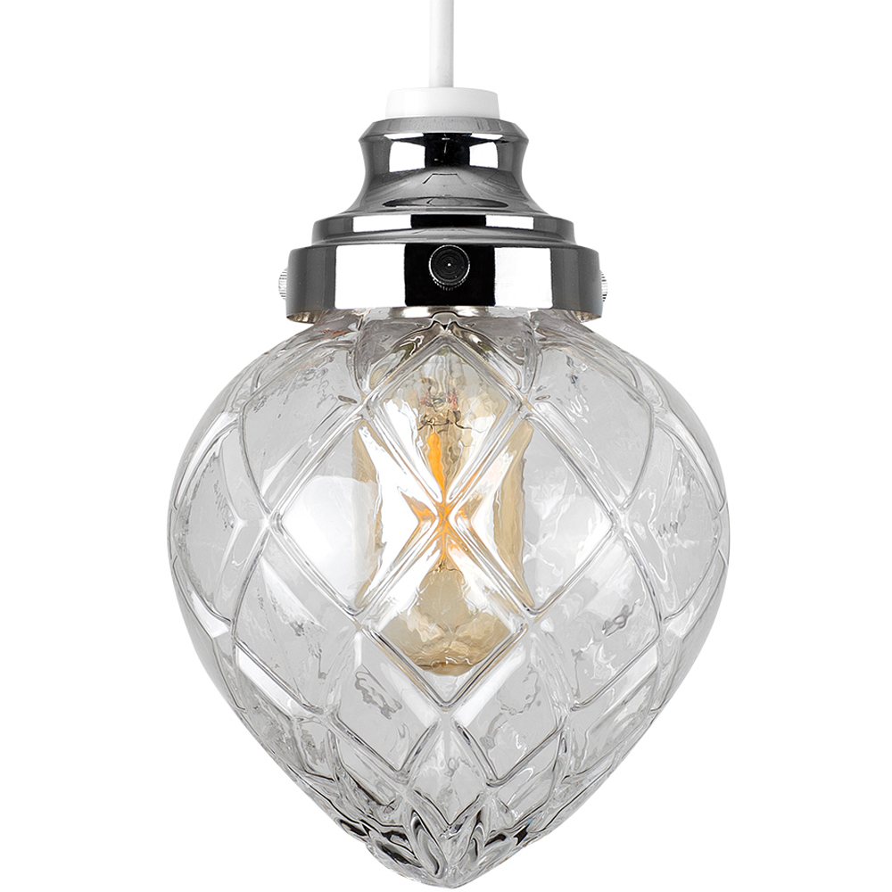 ValueLights Aphrodite Chrome Basket Glass Pendant Shade Image 1