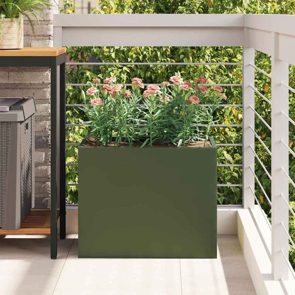 vidaXL Olive Green Cold Rolled Steel Garden Decor 40 x 50 x 32cm Image 2