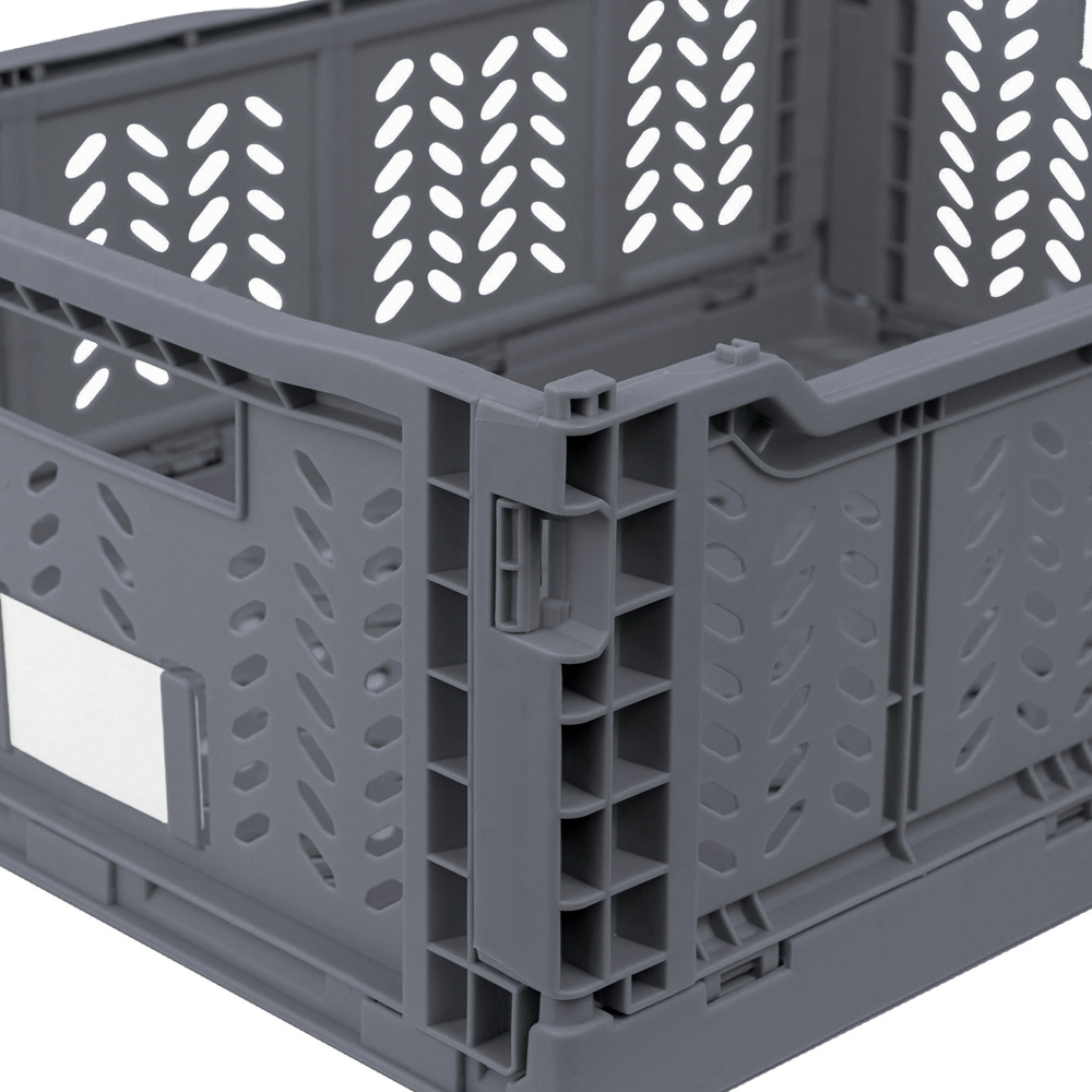 JVL Stackit Grey Foldable Storage Crate 14.5L 4 Pack Image 4