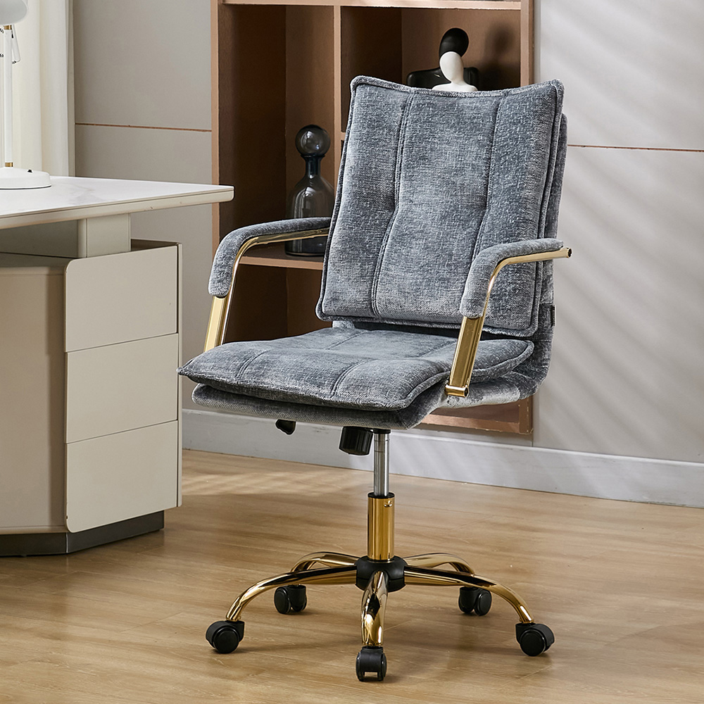Living and Home Blue Chenille Height Adjustable Swivel Office Chair Image 7