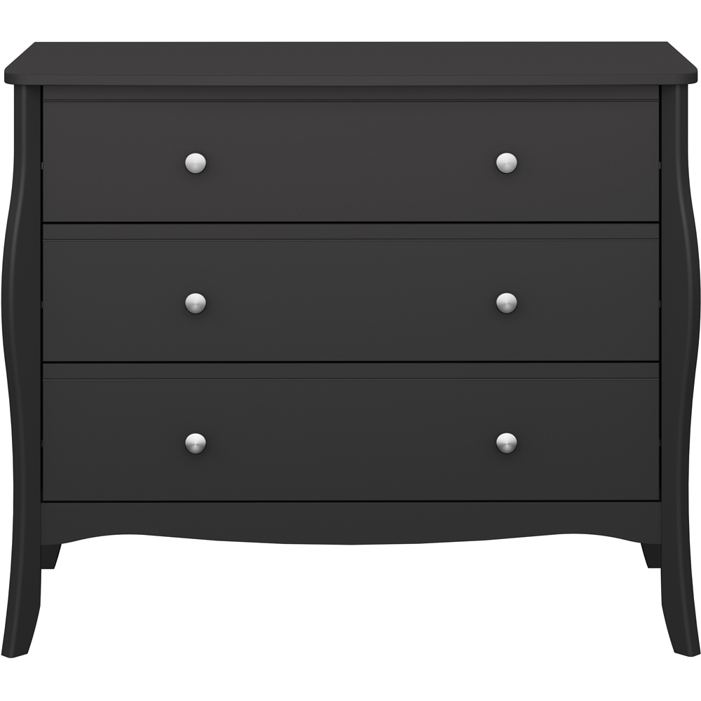 Florence Baroque 3 Drawer Black Wide Chest of Drawers Image 3