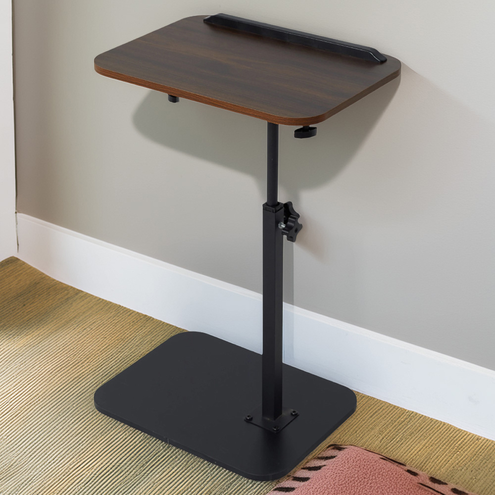 Left Rotate Table Living and Home Walnut and Black Adjustable Rotating Side Table | Wilko