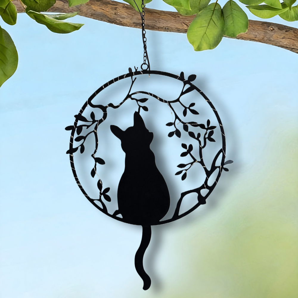 Avilo Hanging Cat Solar Garden Ornament Image 2