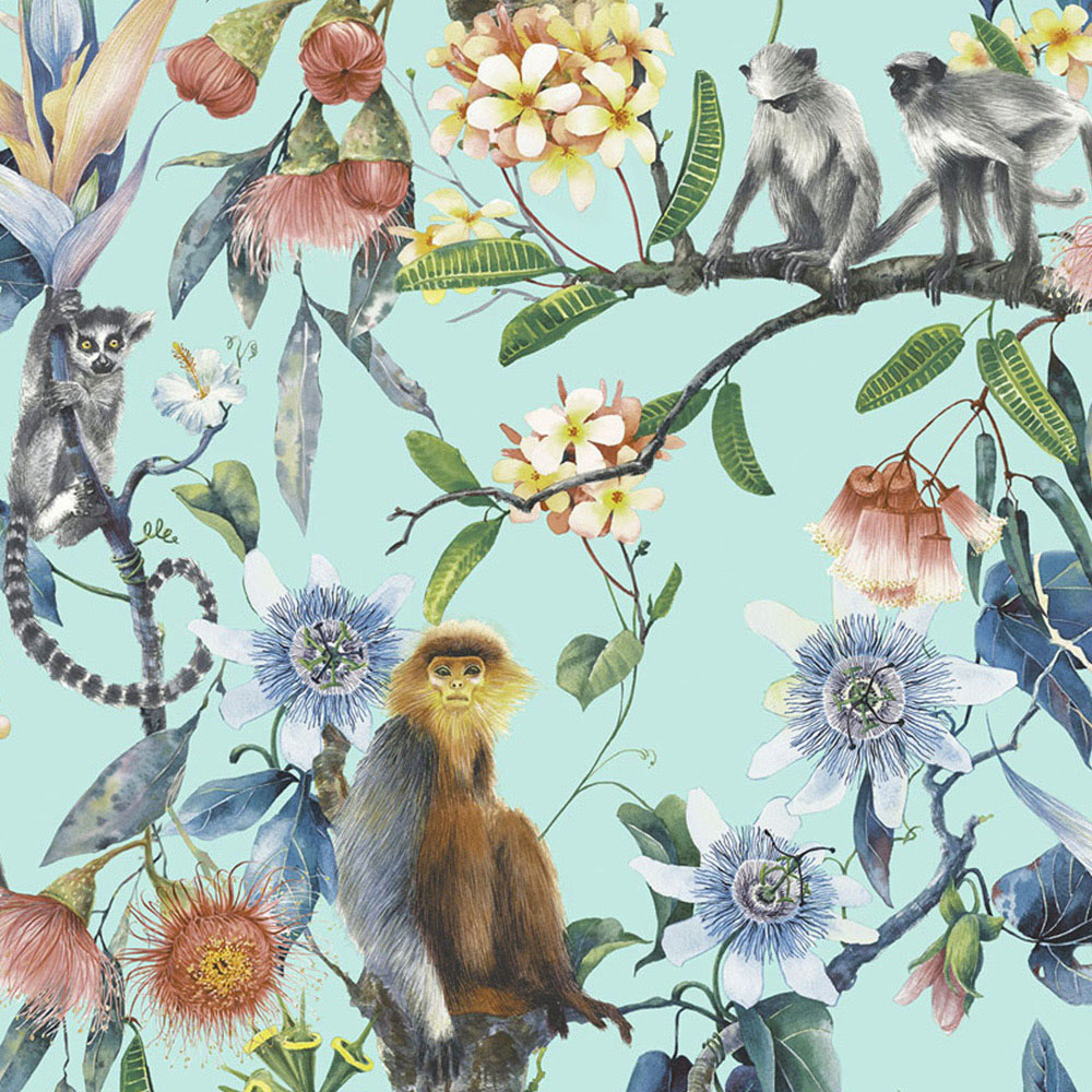 Galerie Organic Textures Treetop Scene Turquoise Wallpaper Image 1