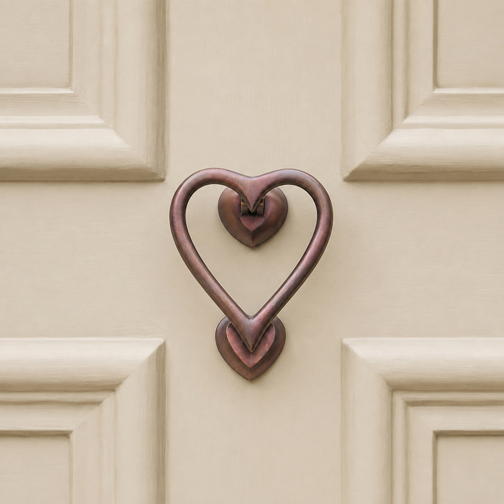 Spira Brass Aged Bronze Heart Door Knocker Image 2