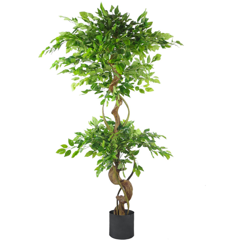 Leaf Japanese Fruticosa Ficus Artificial Tree in Black Planter 5ft Image 1