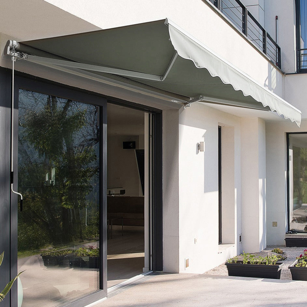 Living and Home Grey Retractable Manual Patio Awning 3 x 3.5m Image 1