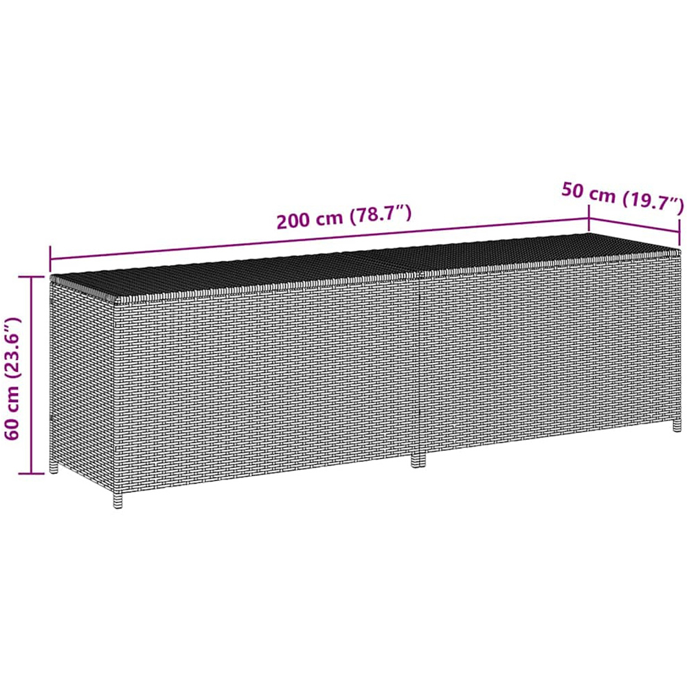 Walplus 200 x 50 x 60cm Black Poly Rattan Garden Storage Box Image 8