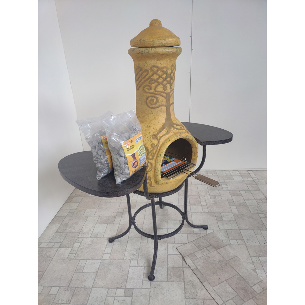 Gardeco BBO-C8D.57 Grill Lava Stones and Cradle Clay Chiminea BBQ Bundle Image 2