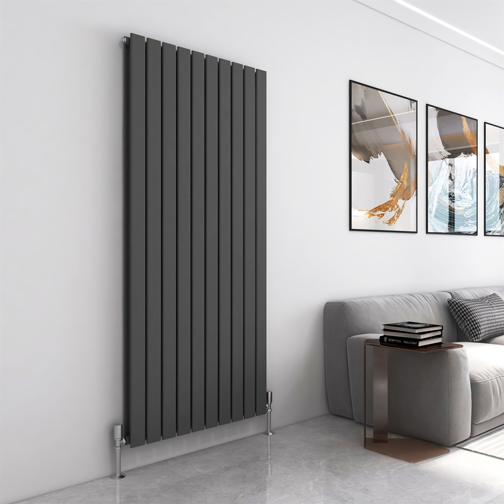Anthracite 10465 BTU Double Flat Panel Vertical Column Radiator 1800 x 680mm Image 2