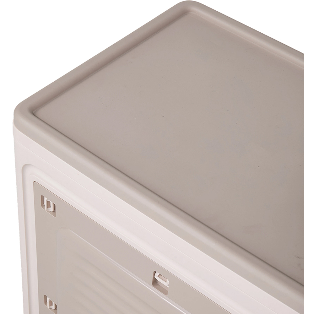Living and Home 120L Cream Foldable Storage Box with Wheels and Lid Image 5