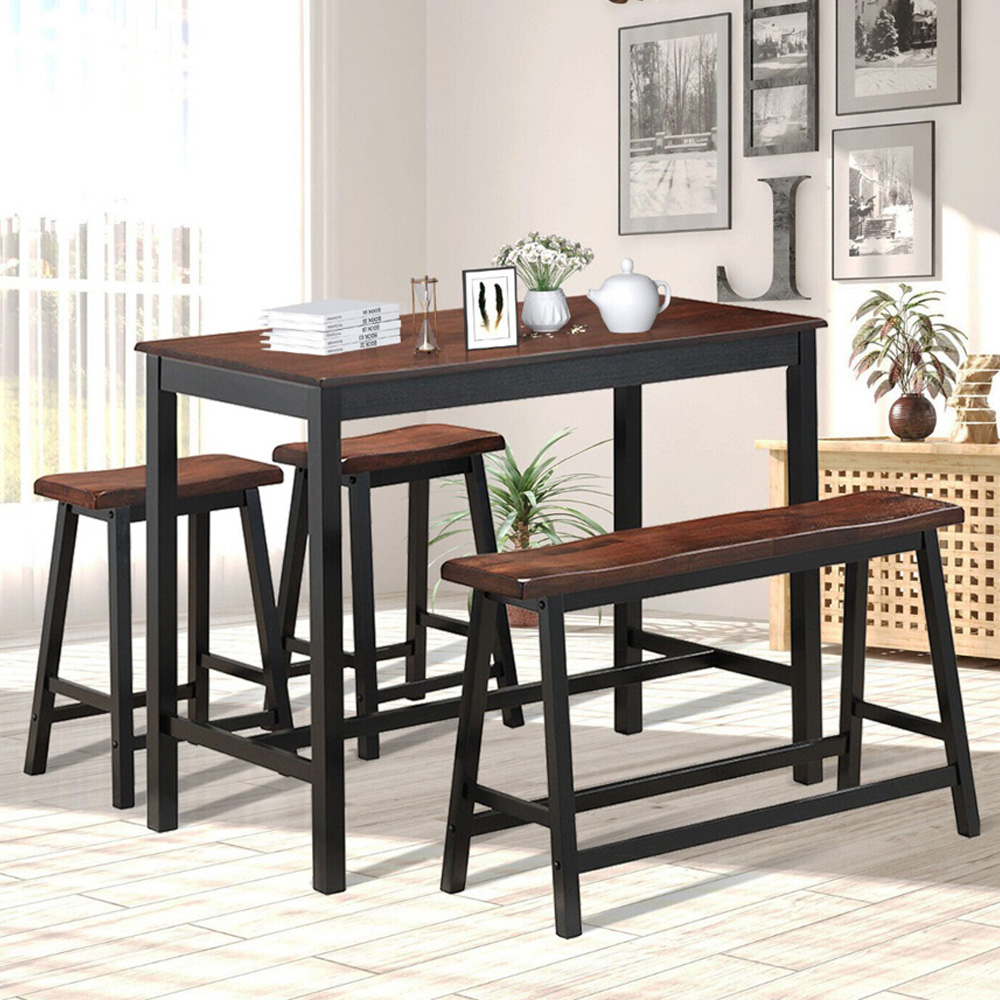 Costway 4 Seater Dining Set Coffee Image 1
