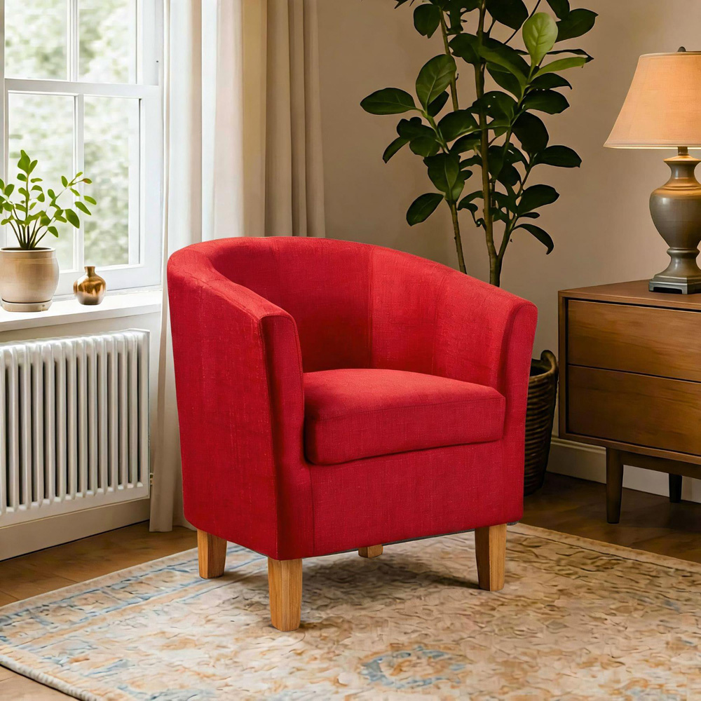 Home Source Bedford Red Padded Tub Chair Image 6