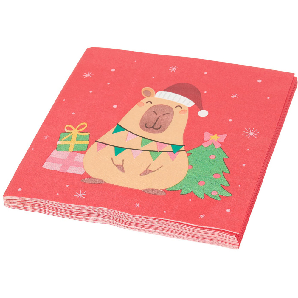 Pack of 20 Christmas Capybara Napkins Image 3