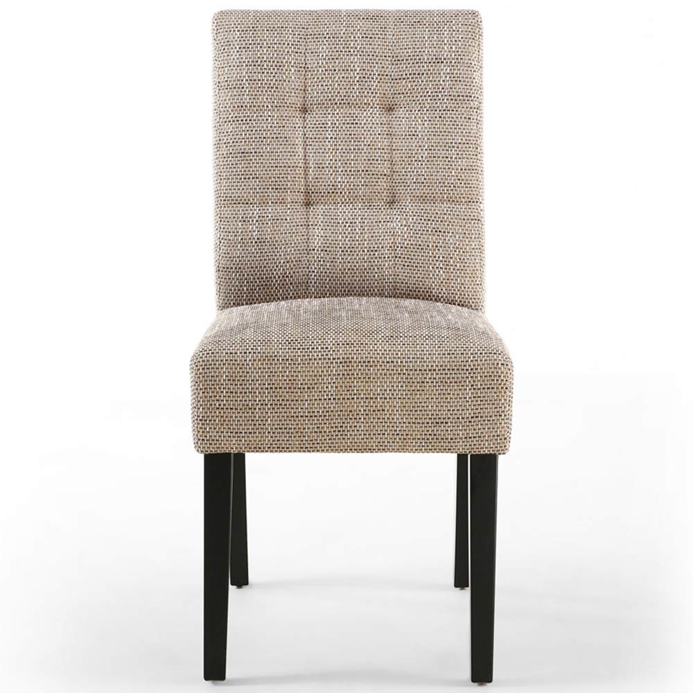 Portland Harlow Oatmeal Tweed Black Legs Waffle Back Dining Chair Image 4