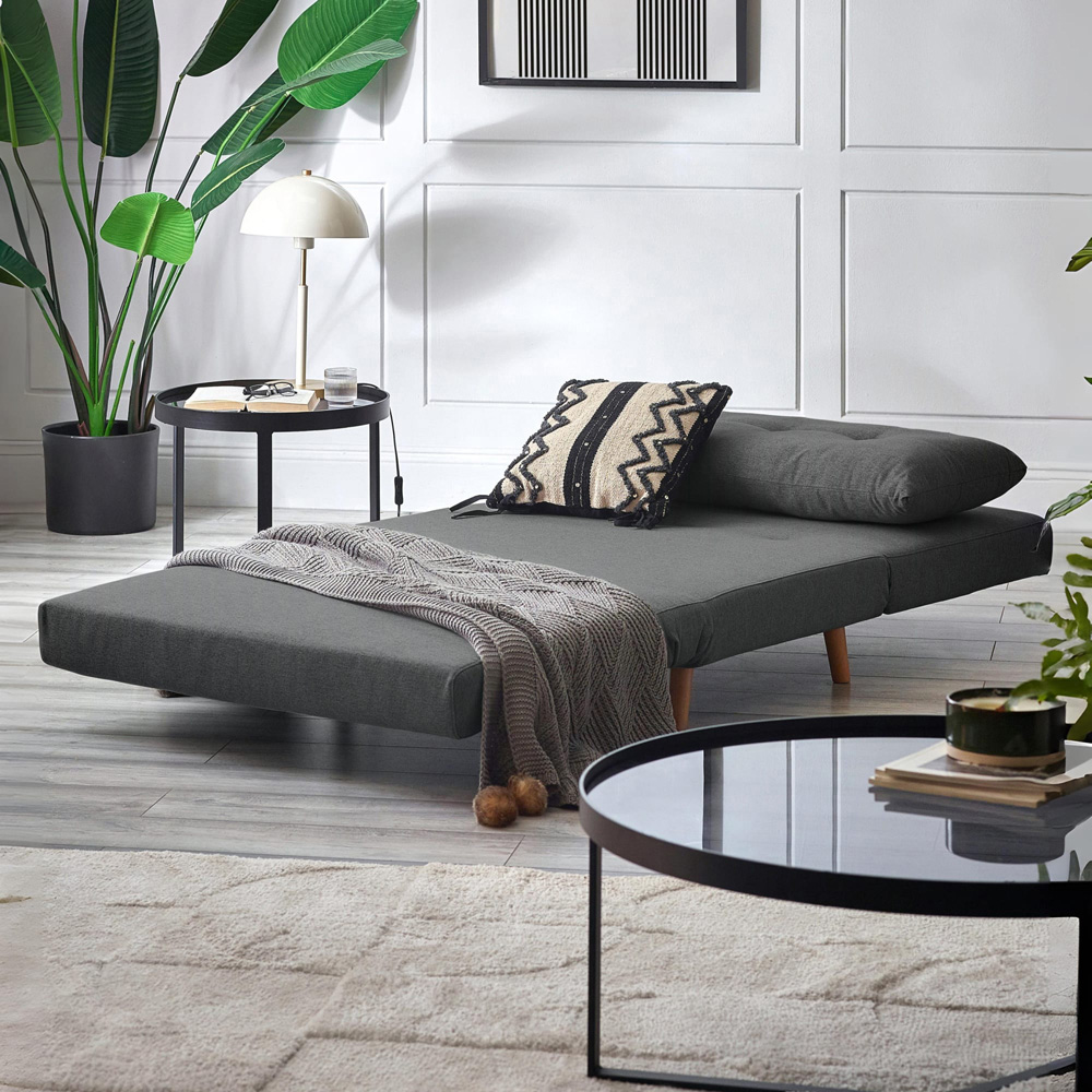 Julian Bowen Rowan Single Seater Mid Grey Button-Tufted Sofa Bed Image 8