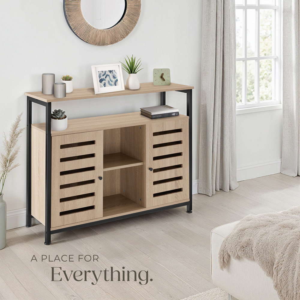 Tectake Warrington 2 Door 3 Shelf Light Sonoma Oak Sideboard Image 8