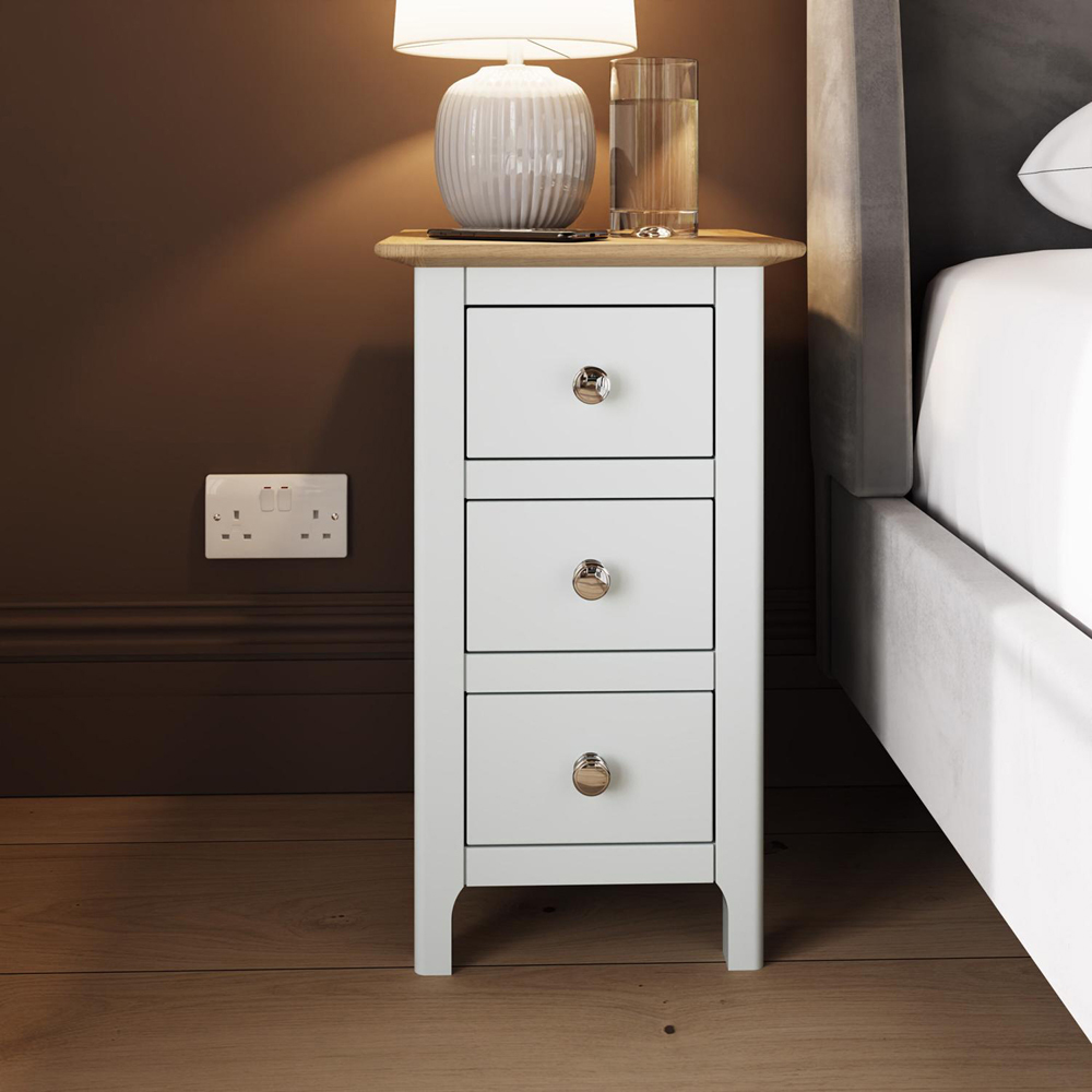 FWStyle Taberno Slim 3 Drawer White Oak Assembled Bedside Table Image 5