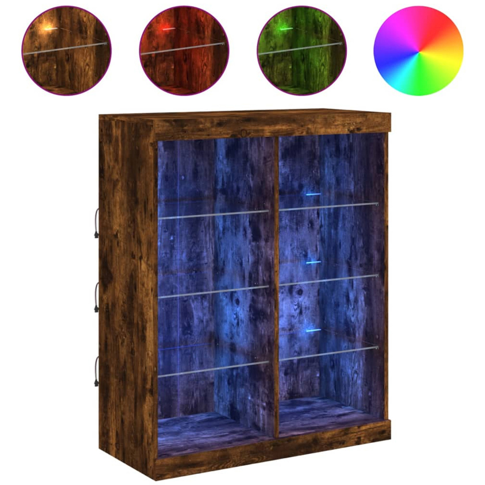 vidaXL 8 Shelf Smoked Oak Sideboard with LED Lights Image 8