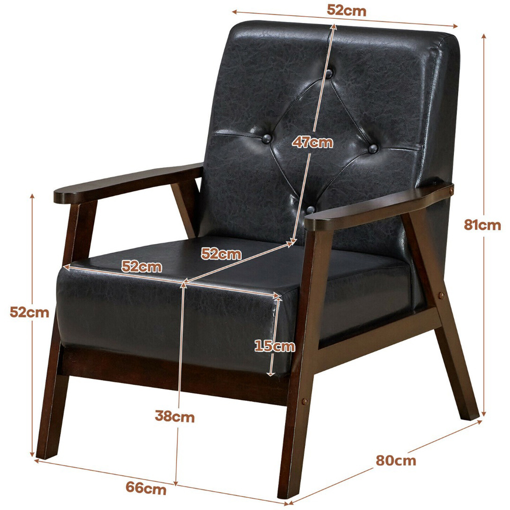 Costway Black PU Leather Accent Sofa Chair Image 9