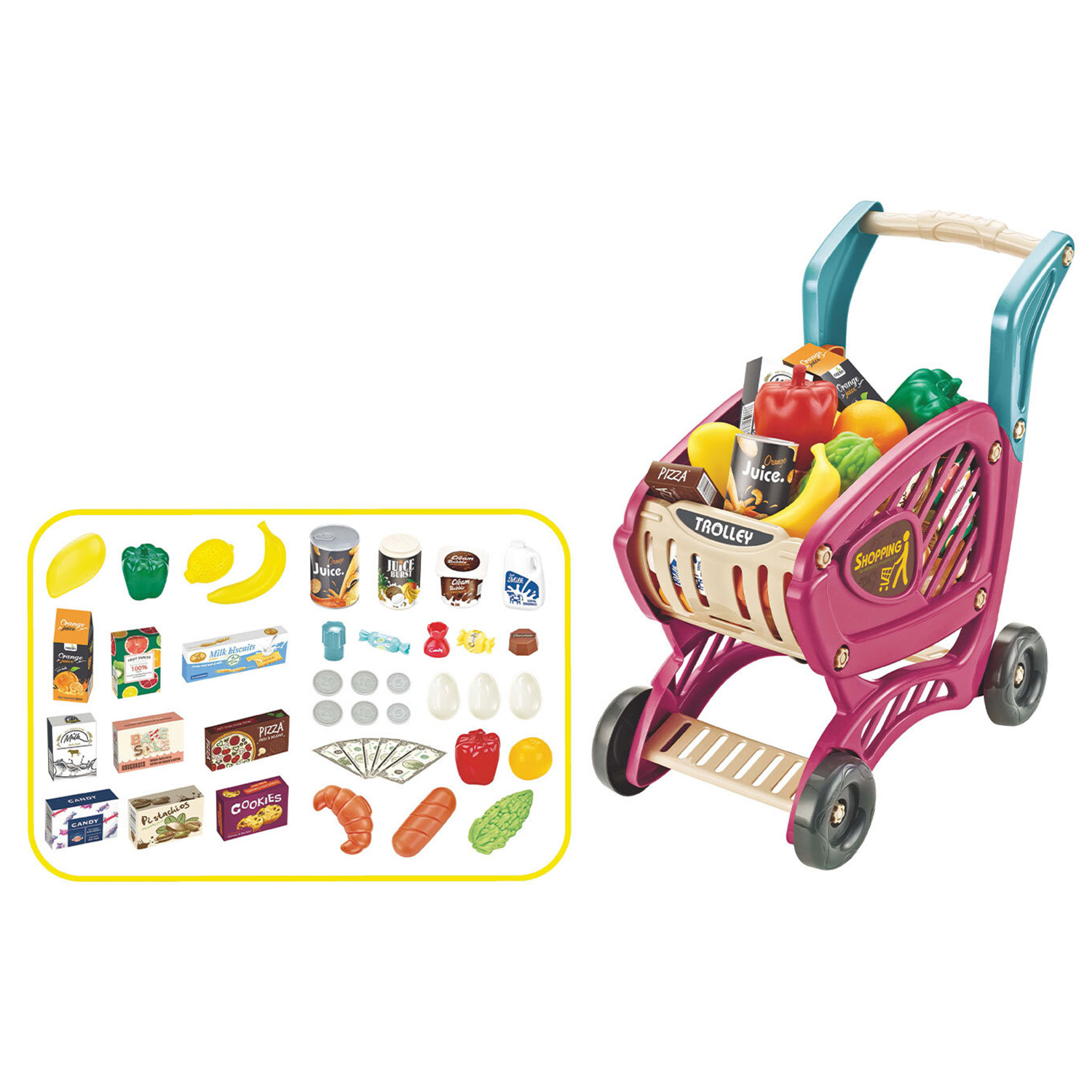 Imaginate Shopping Trolley and Accessories Kids 48 Piece Playset Image 1