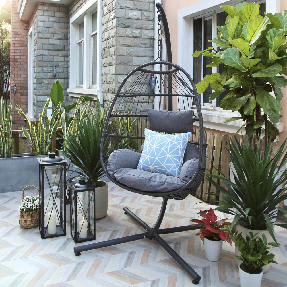 Home Garden Direct Chiron Grey Hanging Egg Chair Image 4