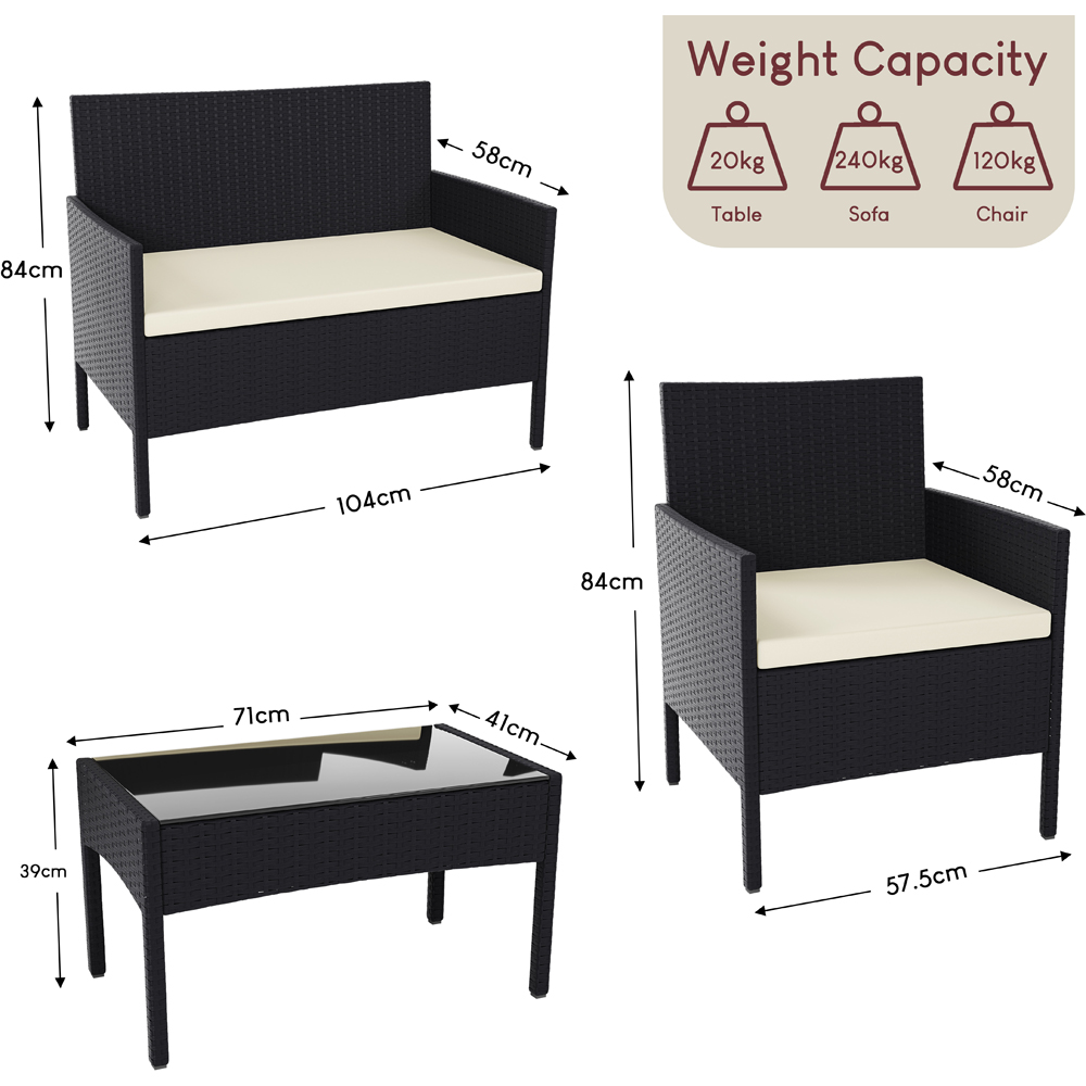 GARDEN VIDA Kendal 4 Seater Black PE Rattan Garden Lounge Set with Cover Image 8