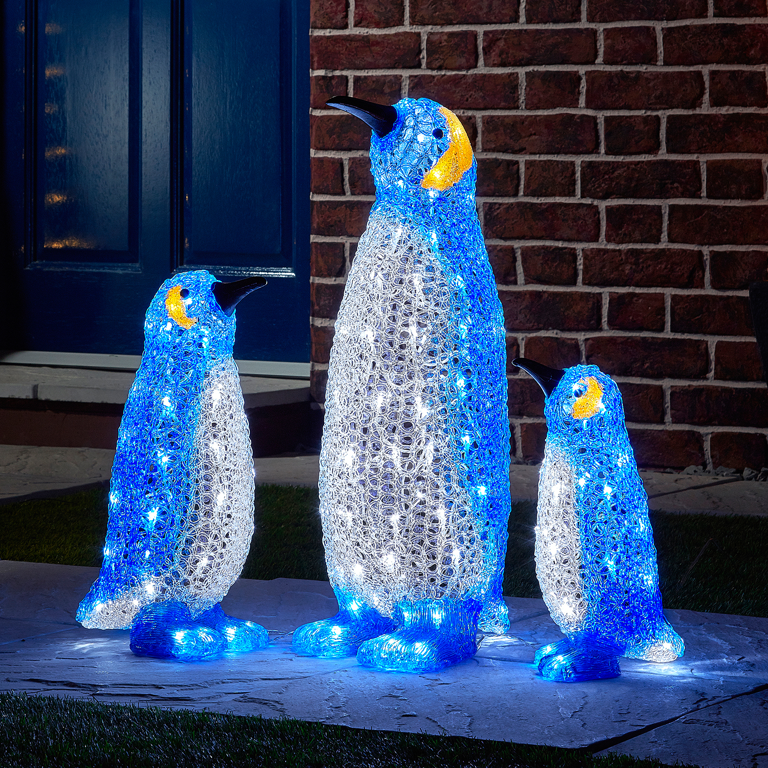 Acrylic Multicolour LED Penguin Family Set of 3 Image