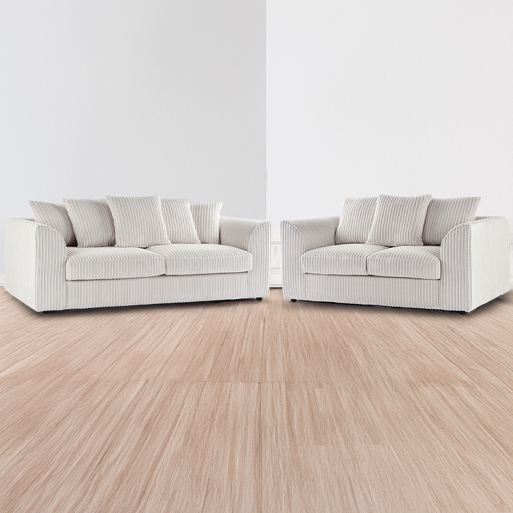 Portland Luxor 5 Seater Cream Jumbo Cord Sofa Set with Scatter Back Image 1