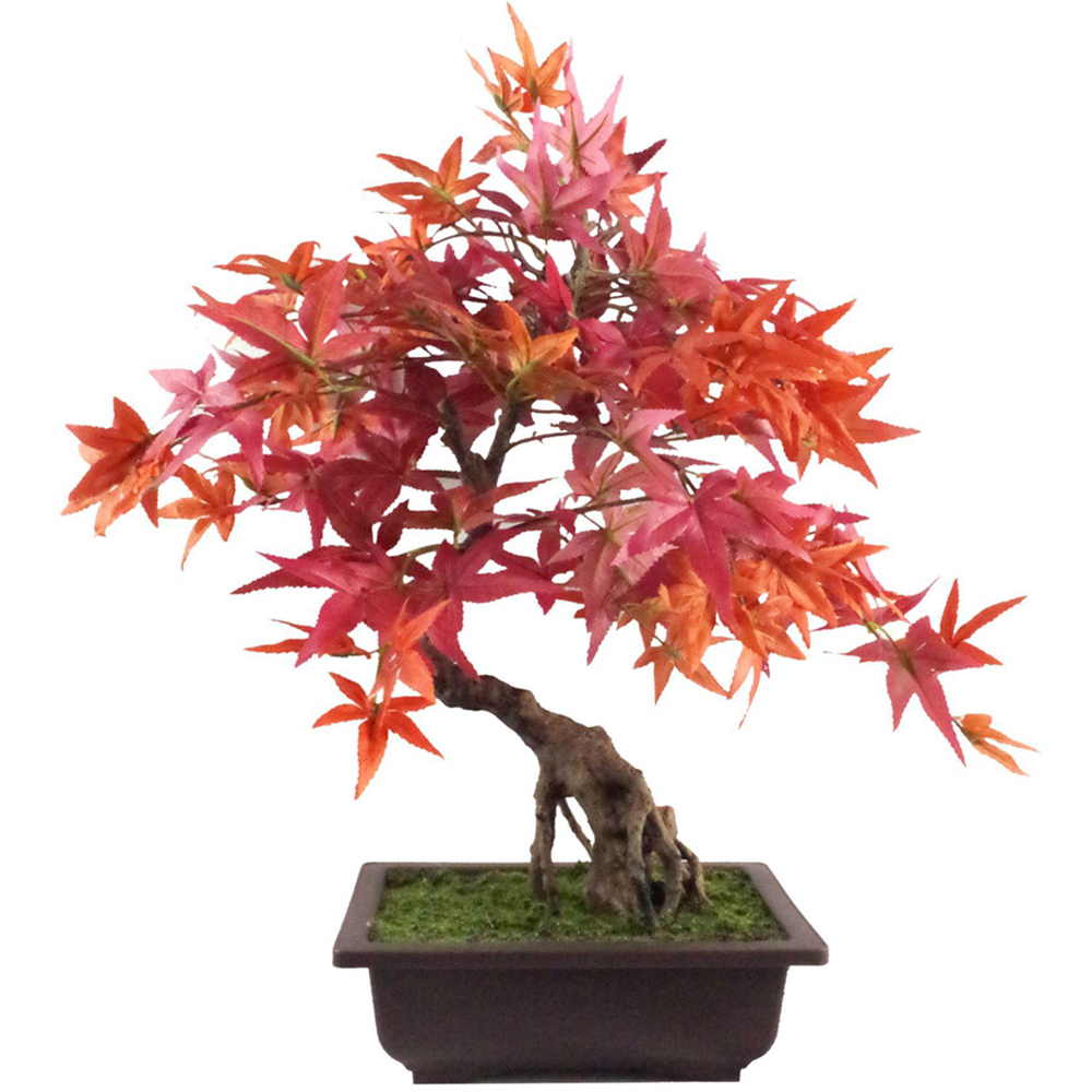 Leaf Red Maple Bonsai Artificial Tree 50cm Image